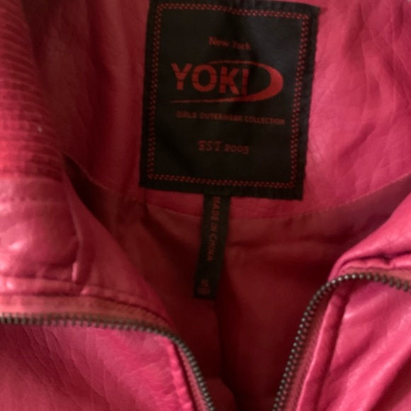 Red YOKI unique red leather Jacket from Girls Outerwear Collection SZ XL (18) - Picture 4 of 6